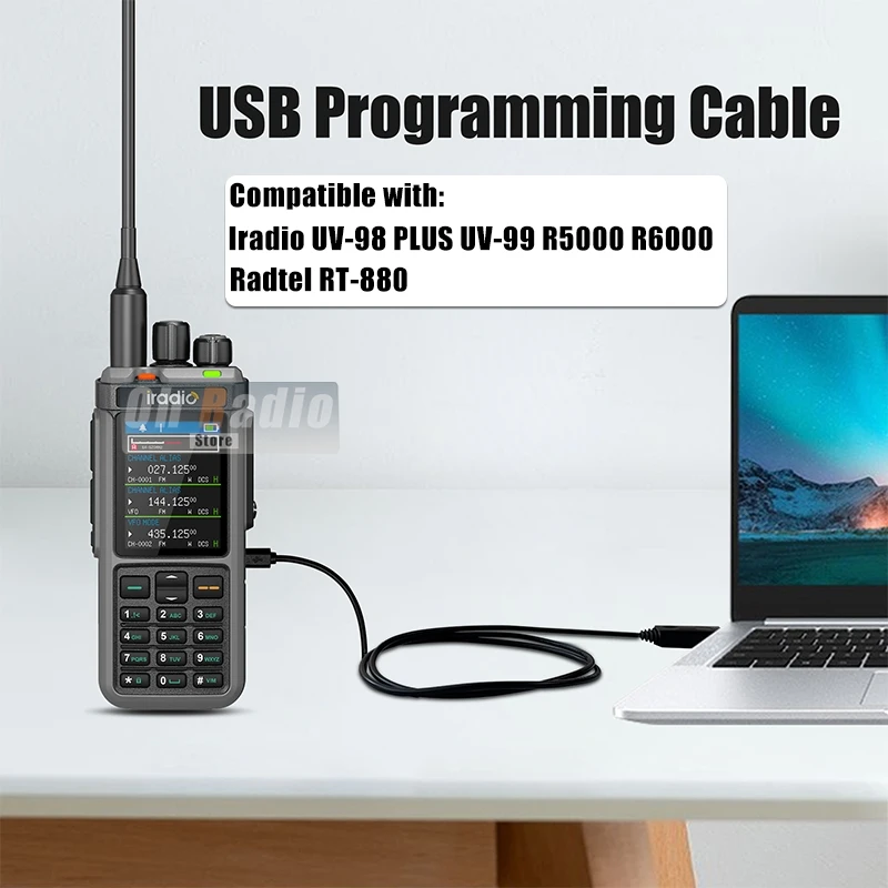 USB Programming Cable Type-C Interface CH340 Chip Support Win11 For Iradio UV-98 Plus UV-99 R5000 R6000 R80 RT-880 Two Way Radio view 3