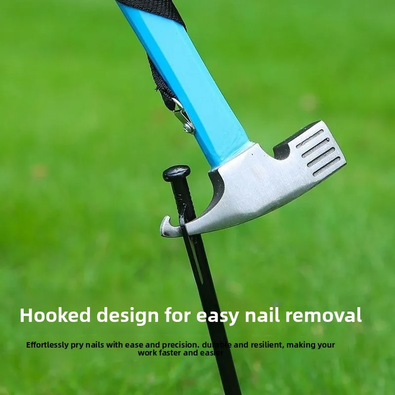 Heavy Duty Wood Handle Camping Hammer Tent Peg Mallet with Hook Puller for Tarp Awning Survival Safety Tool view 3