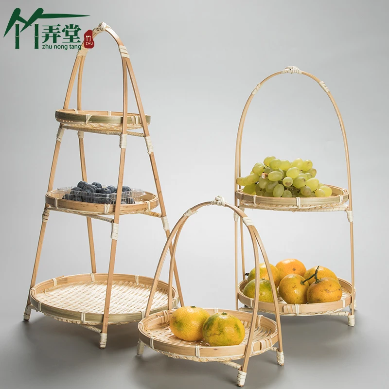 Bamboo hanging basket for tea ceremony, handmade shopping basket, fruit plate, refreshing fruit basket, antiqueshelf