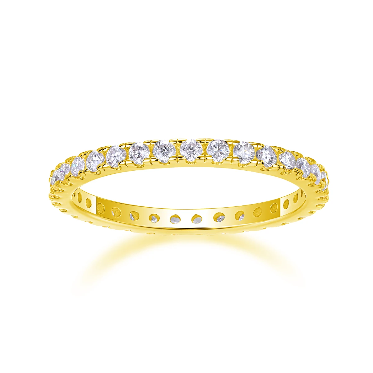 

JIUZUAN 1.7mm D Color Moissanite Ring 925 Sterling Sliver Solid 18k White Gold Eternity Band Wedding Engagement Rings For Women