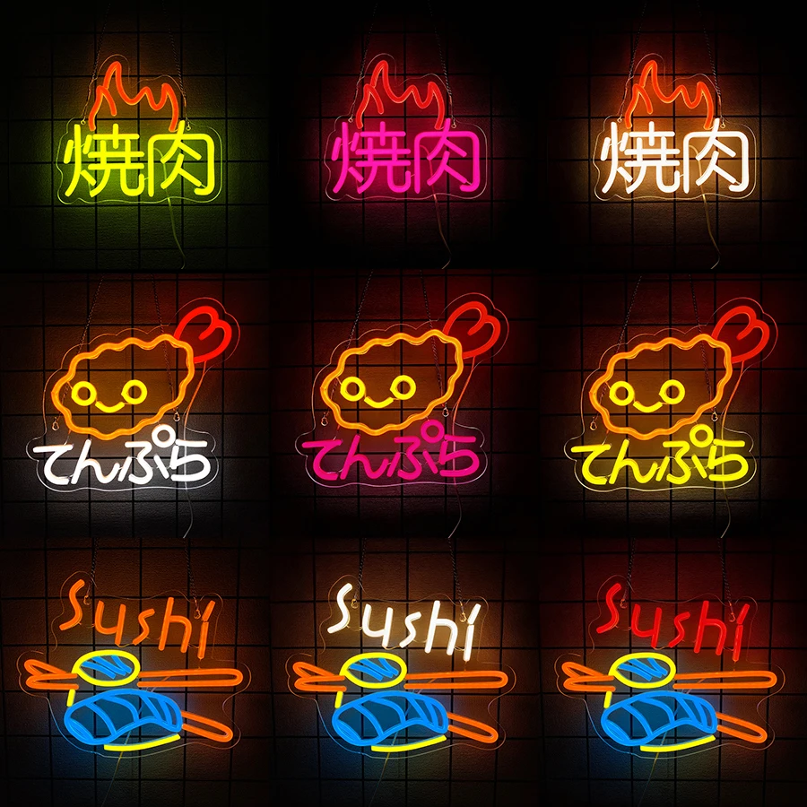 Letrero de neón japonés Yakiniku, luz LED de neón para decoración de paredes comerciales, letreros luminosos para restaurante, cocina, dormitorio, hogar, bar, regalos