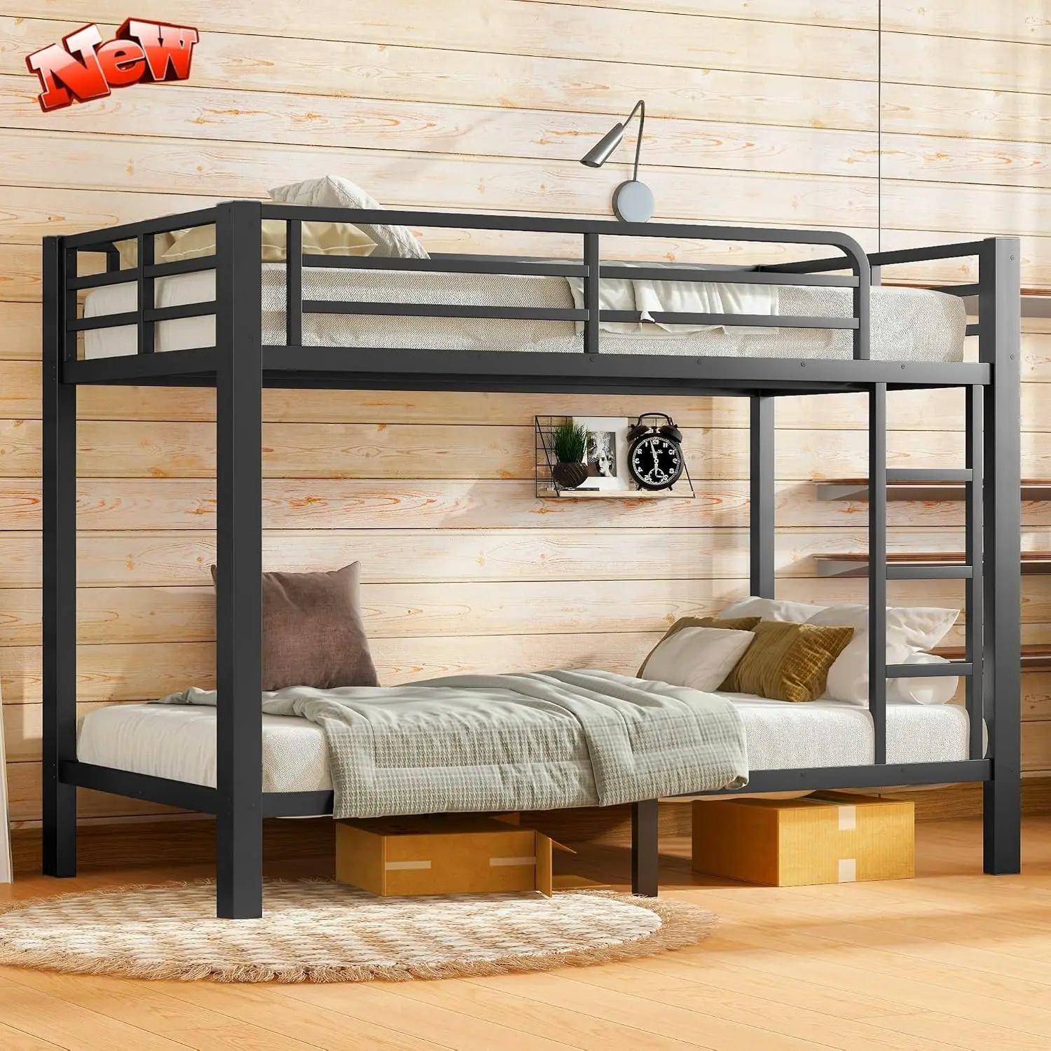 Upgraded Heavy Duty Metal Twin XL Bunk Bed Frame, Thickened Stable Steel Bed Frame for Dorm Bedroom, Customized