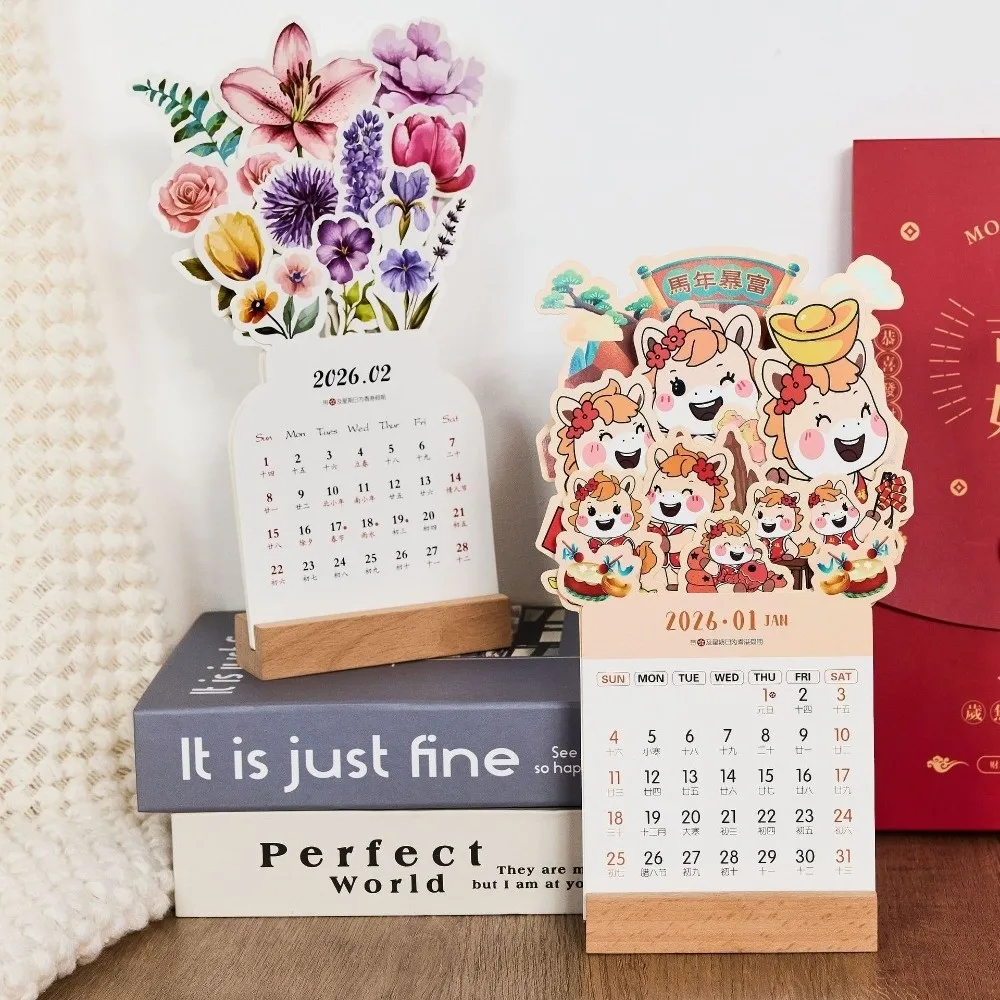 

New Wooden Base 2026 Desktop Calendar DIY Date Display Desk Calendar Detachable Base Standing Calendar New Year