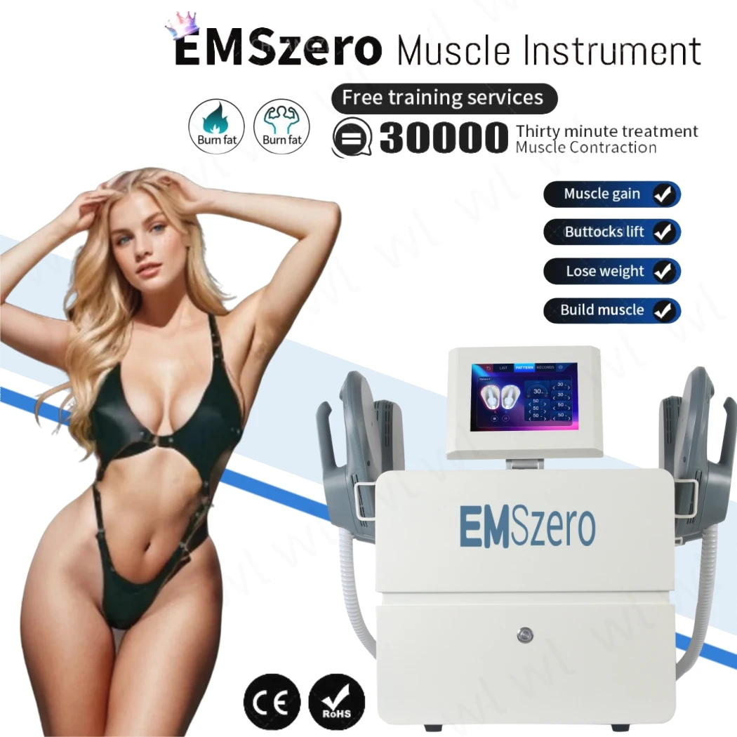 EMSzero Weight Loss 6500W 200HZ RF Sculpting Muscle Body Slimming Machine with 4 Handles EMS Electromagnetic Stimulate Hi-emt