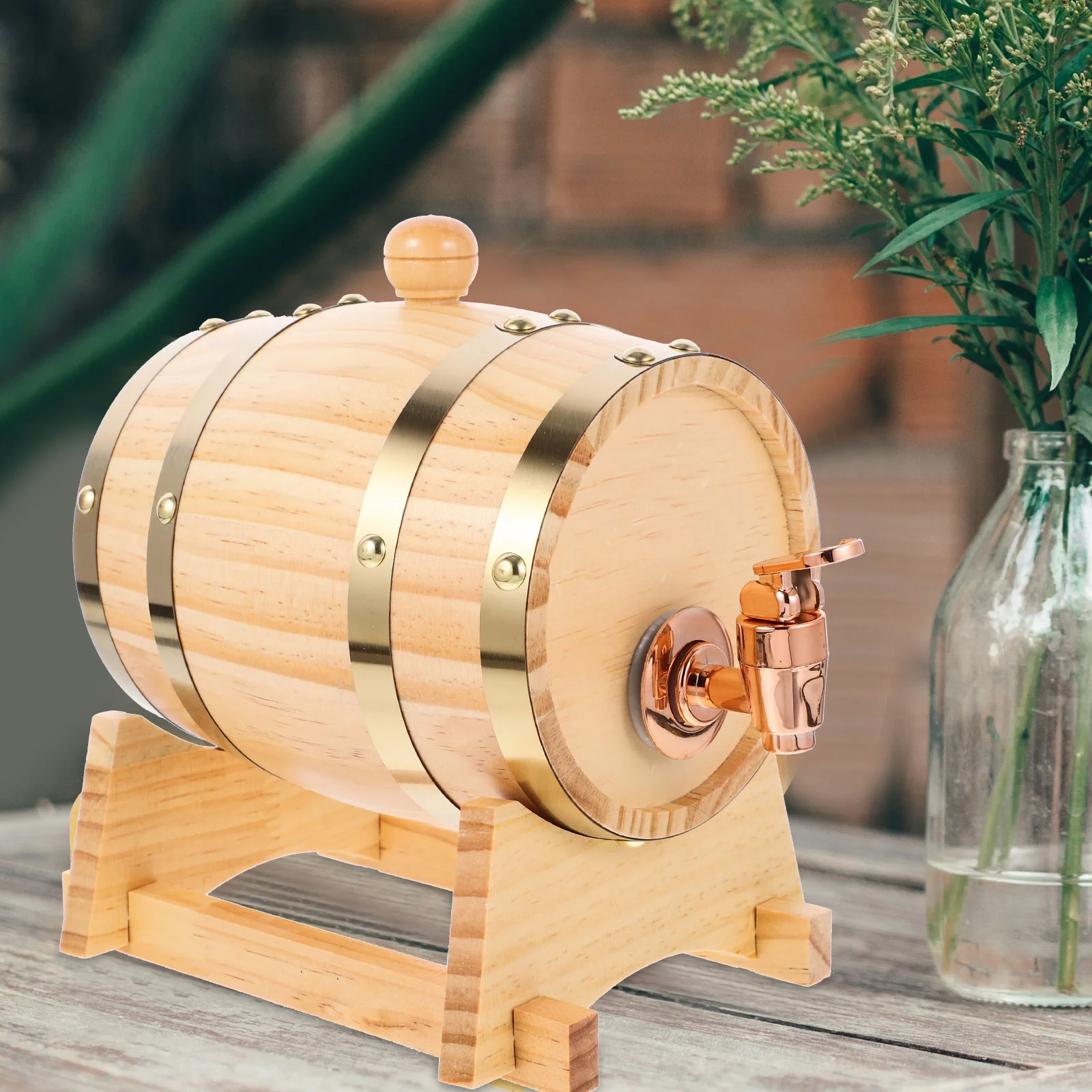 

Pine Barrel White Decoration Beer Storage Wooden Barrels Decorative Decanter Empty Dispenser For Buckets