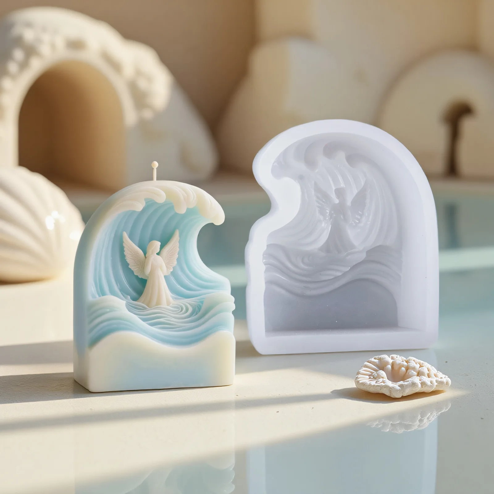 

Wave Angel Scented Candle Silicone Mold DIY Angel Shape Three-dimensional Plaster Resin Mold Handmade Candle Making Kit