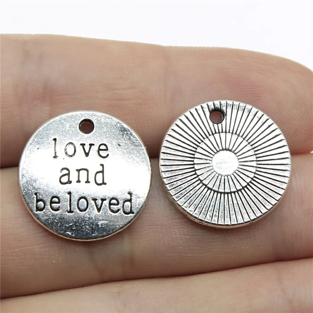 Wholesale 60pcs/bag 20mm Love And Beloved Pendant Charm For Jewelry Making Antique Silver Color Antique Bronze Color