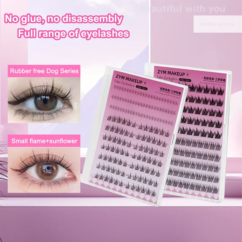 New1 Box zelfklevende wimper, voorgelijmde wimper, clusterwimper, geen lijm nodig, gemakkelijk aan te trekken, diy wimperverlenging