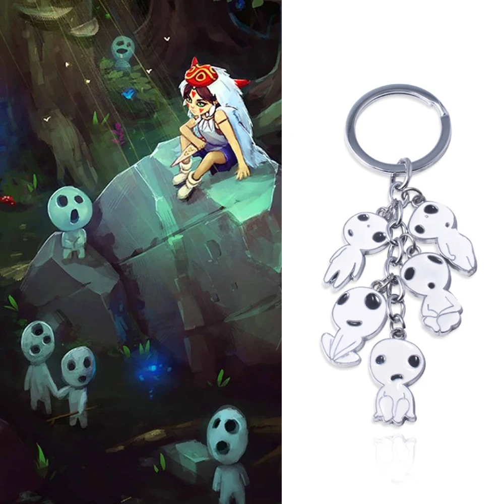 Anime Princess Mononoke Cute Elves Mini Figures Pendant Keychains Creative Gifts for Women Girls Bag Charm Keyrings Jewelry Acce