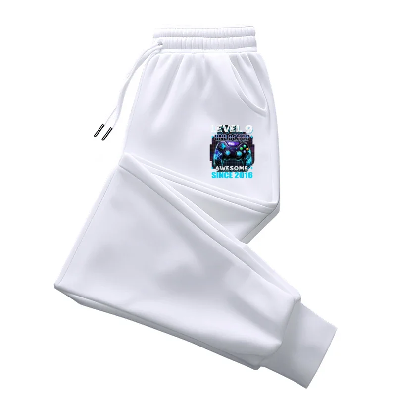Adult and children's game level 9 printed jogging pants navy blue drawstring elastic waist casual street wear sports pants view 2