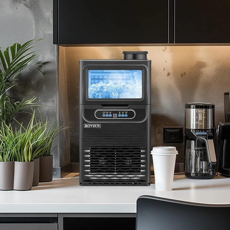 ROVSUN 90LBS/24H カウンタートップ製氷機 2 つの水入口と予約機能付き、自立型製氷機