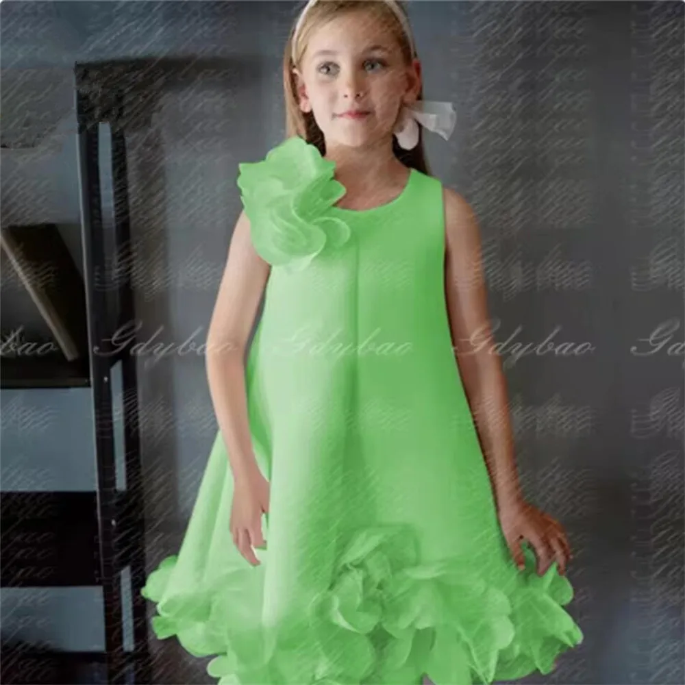 Nuovo vestito da ragazza di fiore bianco elegante ballo battesimale vestiti per bambini per matrimoni, compleanni, feste, abiti su misura