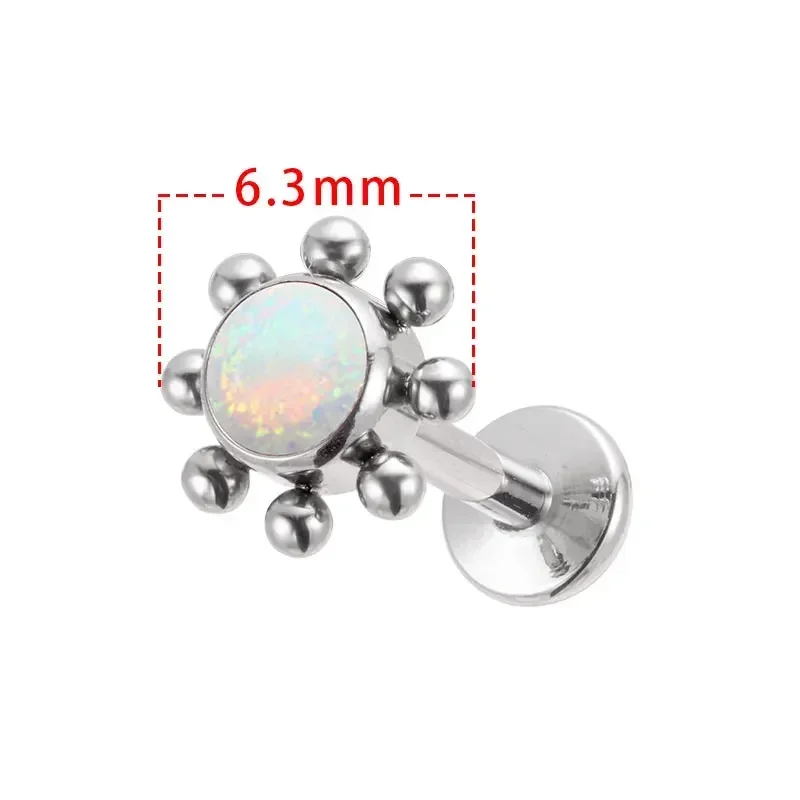 G23 Titanium Piercing Stud Earrings Women Opal CZ Labret Lnternally Threaded Wholesale Earring Tragus Cartilage Prevent-allergie