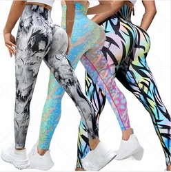 Women Tie Dye Fitness Yoga Pants  High Waist Seamless Booty Lifting  Leggings Sexy 3D Print Workout Outdoor Gym Pants