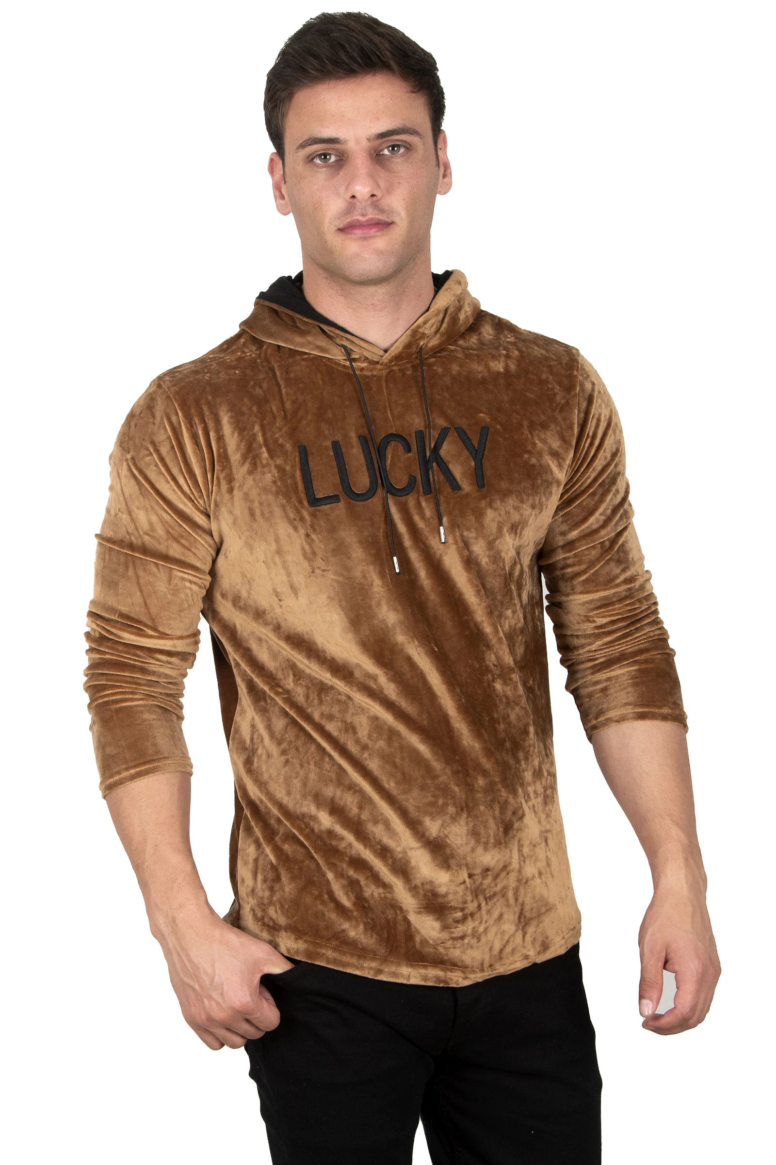 DeepSEA Velvet Lucky Post Printed Hooded Sweatshirt 23000414