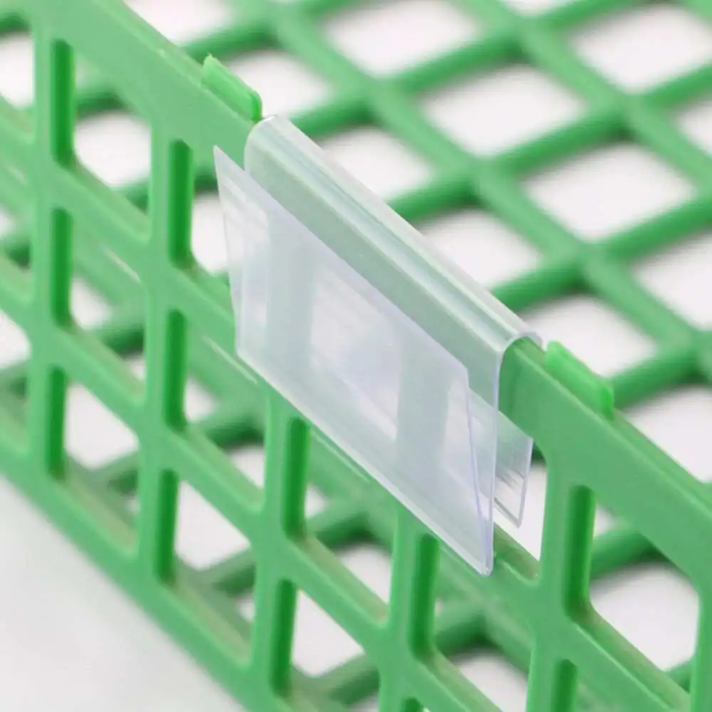 50PCS Plastic Label Holders Clear Info Display Holder Basket Card Clip Wire Shelf Retail Price Tag Commodity Display Sign Holder