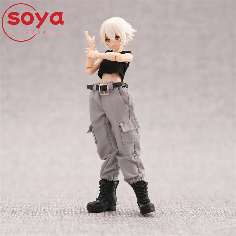 Gilet da ragazza in scala 1/12, pantaloni da lavoro casual, modello di vestiti, adatto per bambole corpo di action figure femminili Azone da 15 cm