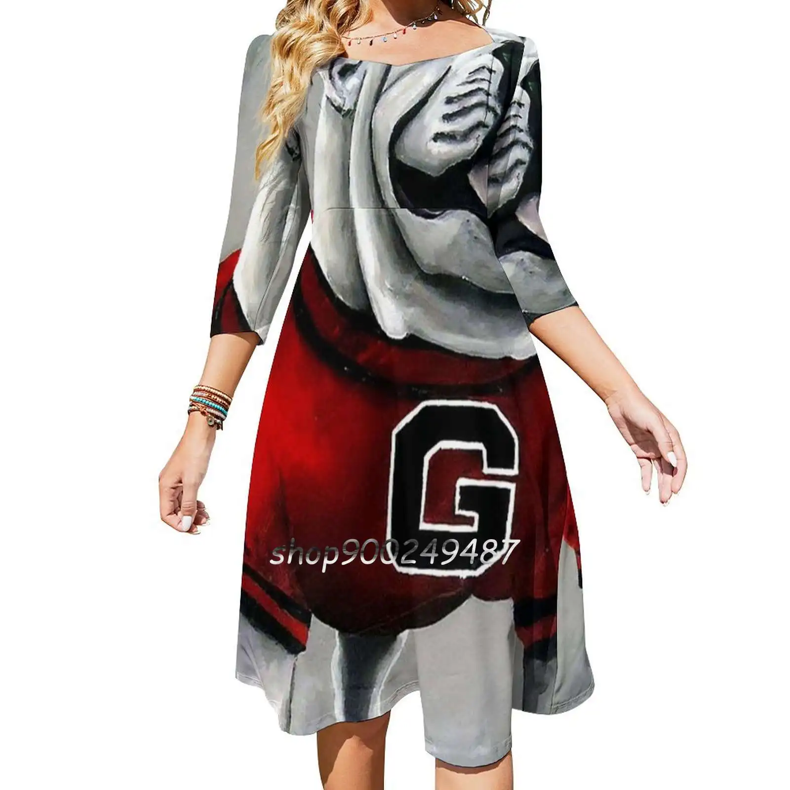 G Doggy Women Spring Autumn Long Sleeve Dress Female Casual Dress Uga Dawgs Georgia Bulldogs Football University Of Georgia