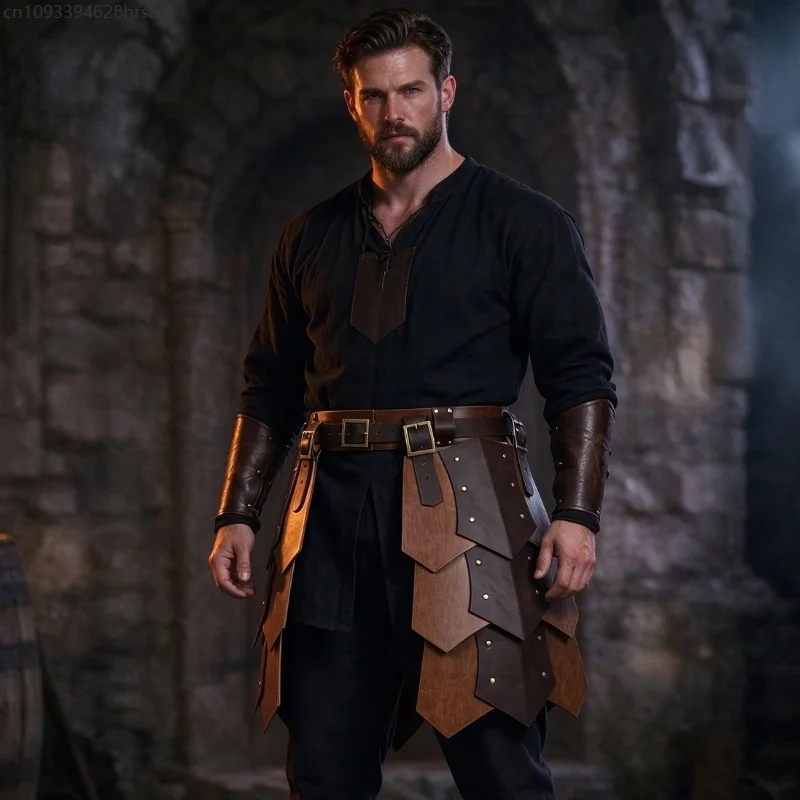 Medieval Leather Tasset Skirt Armor Renaissance Waist Apron Cosplay Costume Prop for Knight Warrior Theater Party Stage Show