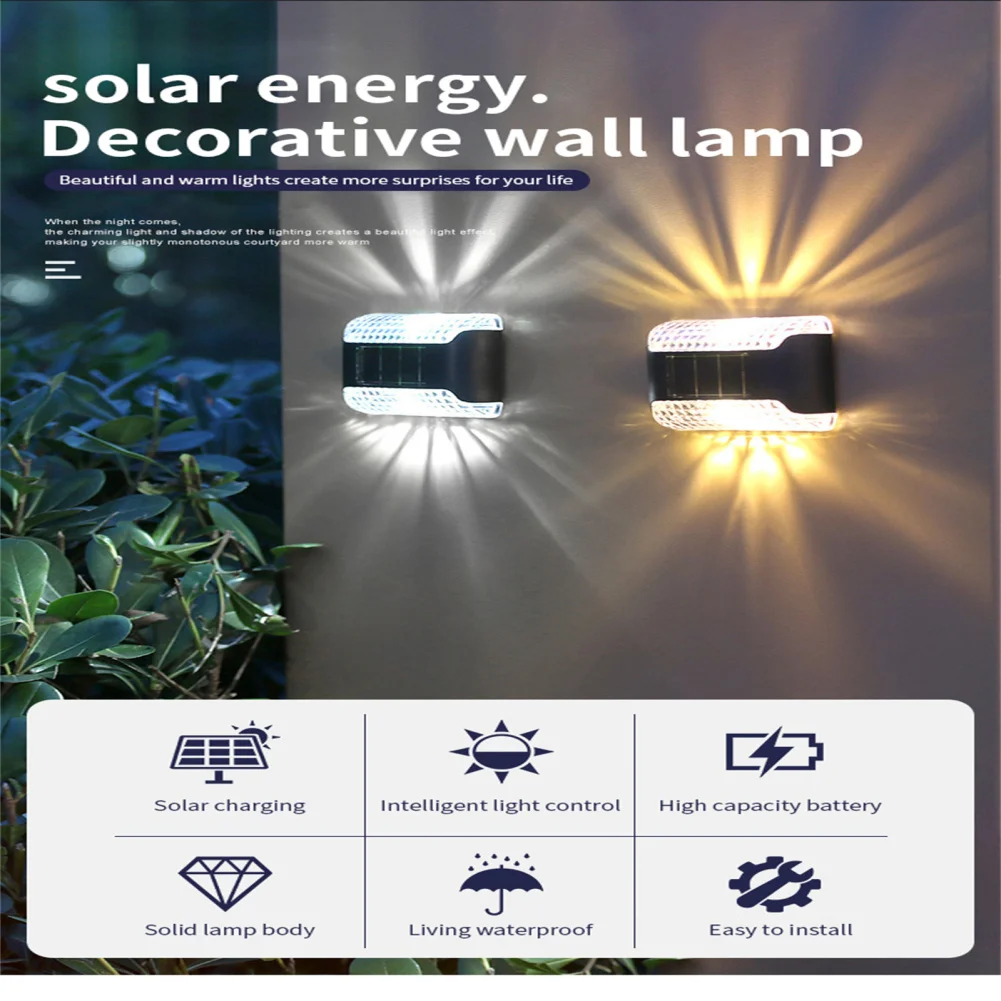 Lámpara LED Solar de pared para exteriores, luz impermeable alimentada por energía Solar, ilumina la decoración del hogar, jardín, patio, luz decorativa exterior