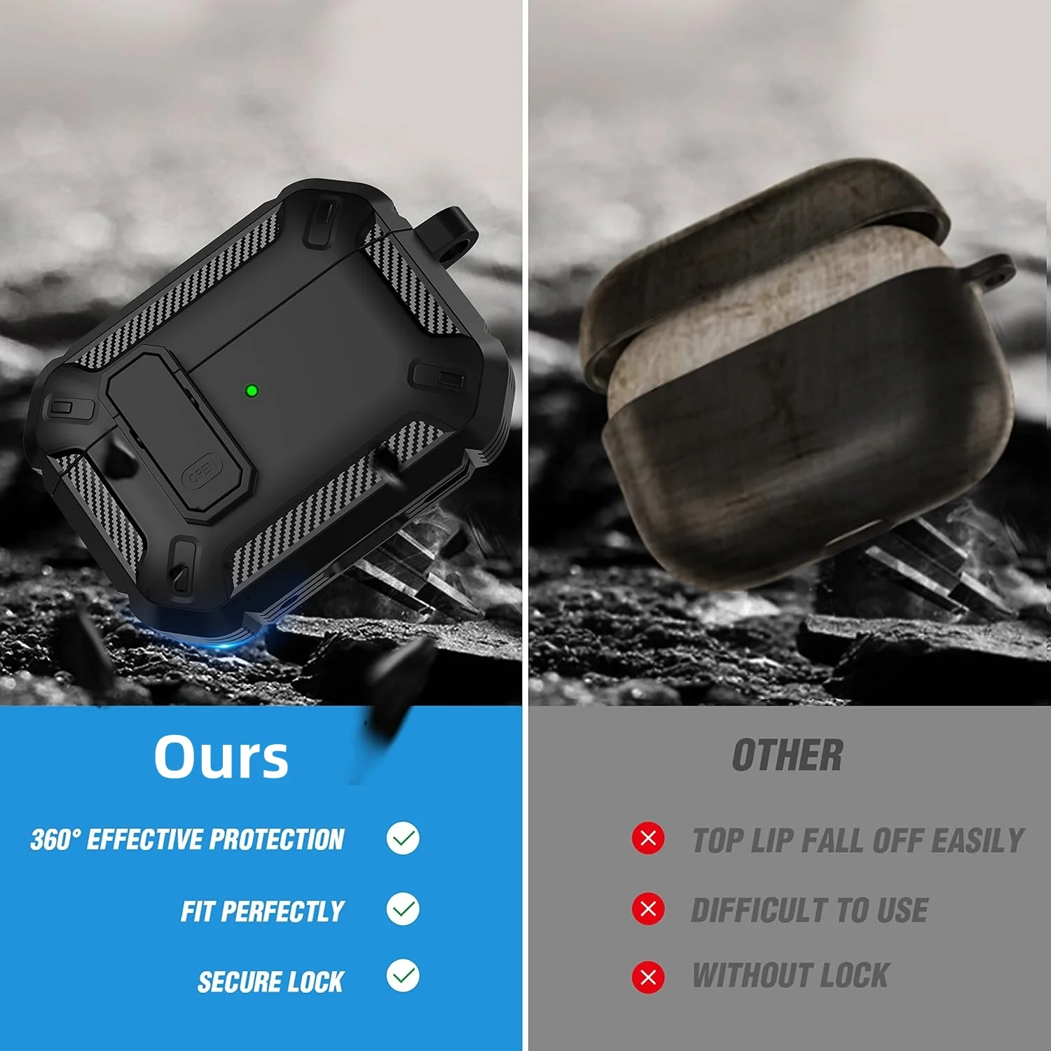 2026 Modell für AirPods 5 Hülle mit Sicherem Verschluss-Design für AirPods Pro 3 Hülle mit Reinigungsset Kohlefaser-Hülle für AirPods 5/4/Pro 3 – Detail 5