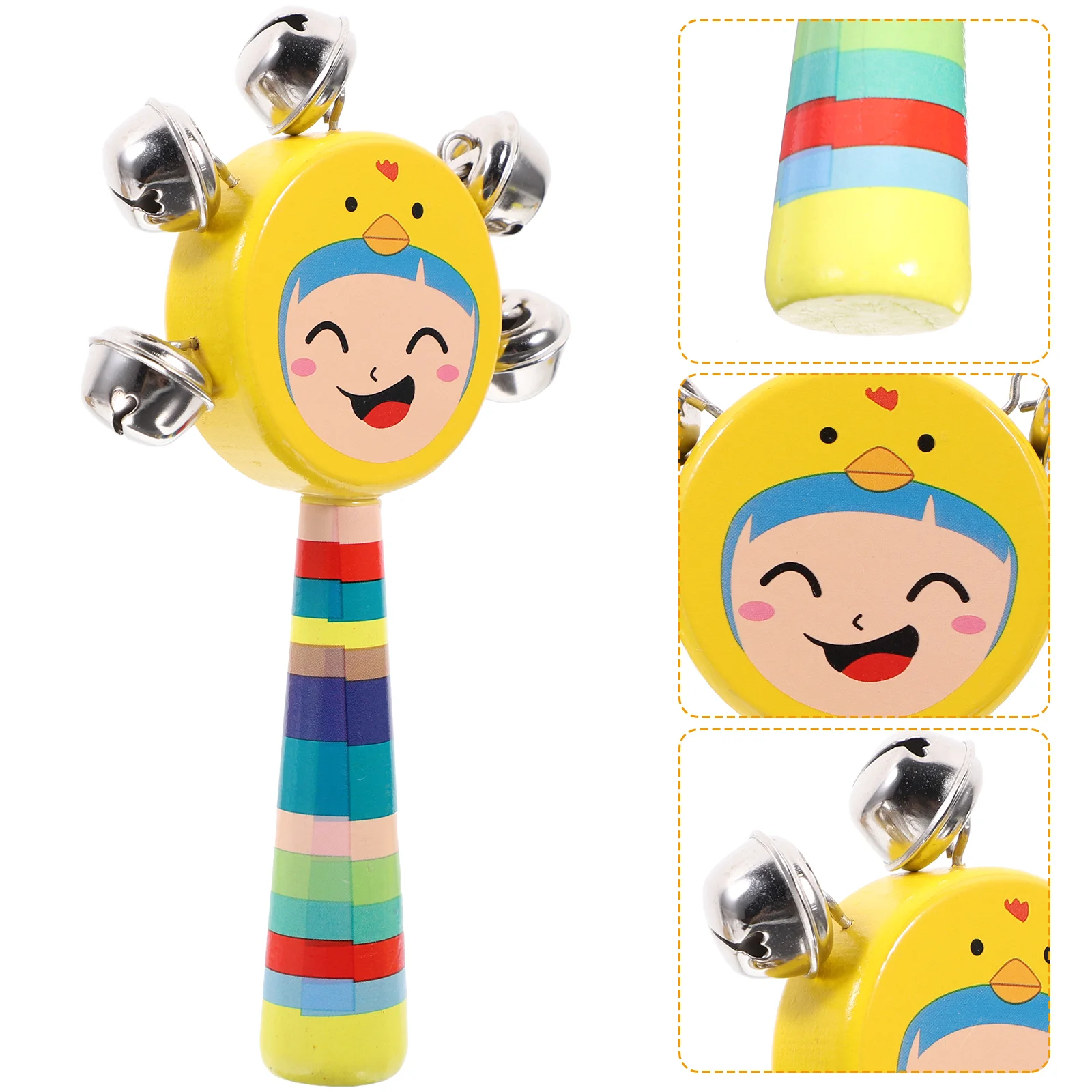 2 PCS Early Education Educational Hand Bell Handbell Rattle Stick Infant Toys Newborn Shaking Baby Cartoon Instrument