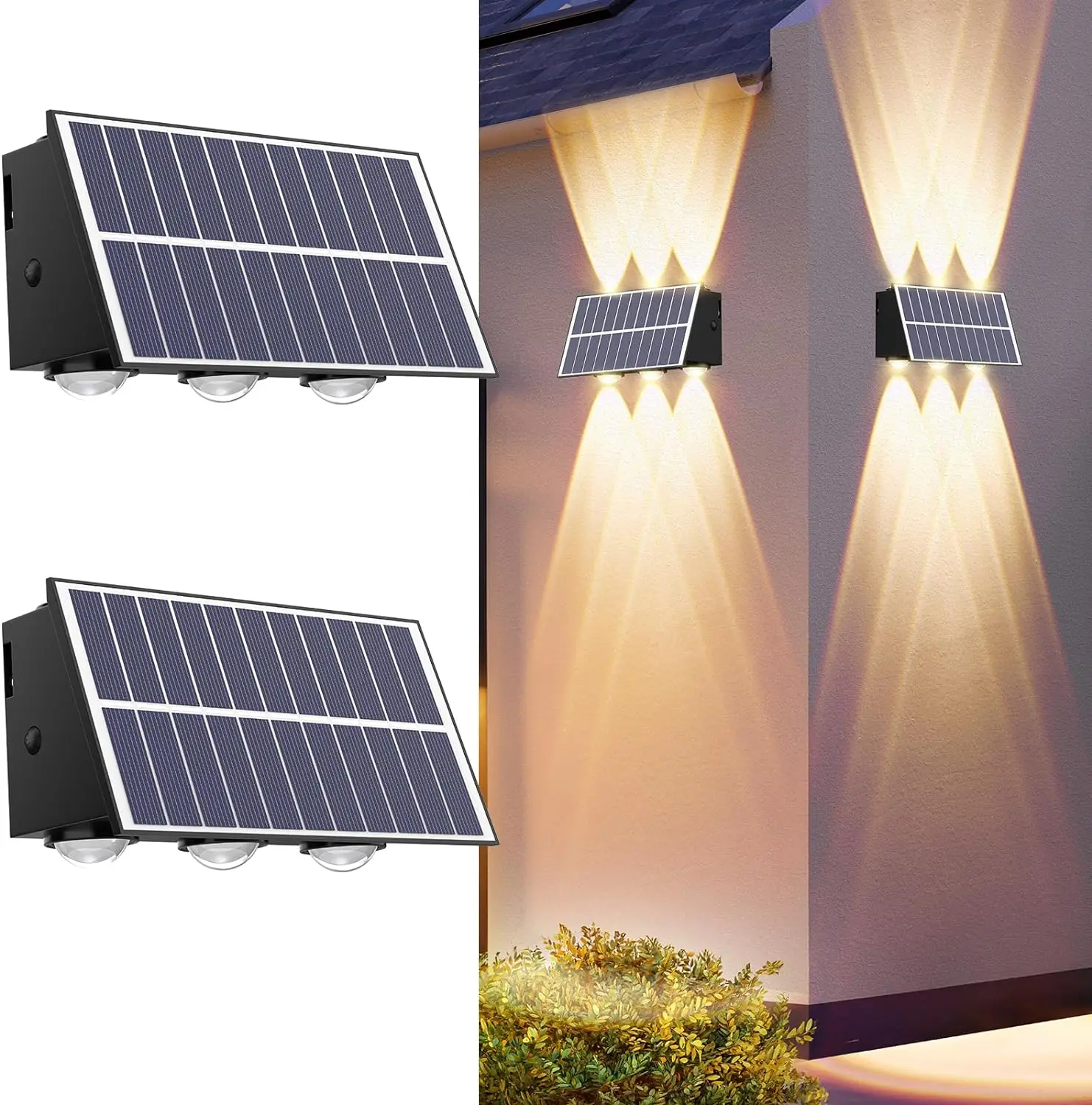 impermeavel solar powered fence lights up down iluminacao lampada de parede ao ar livre deck da casa patio decoracao do jardim pack 6led 01