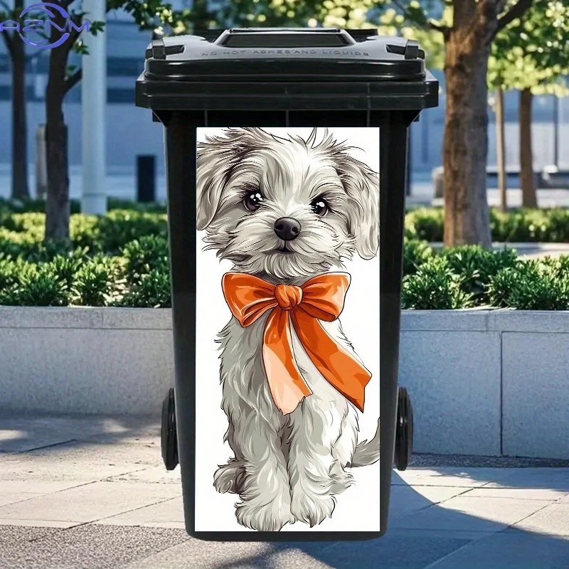 1pc Adorable Cartoon Dog Sticker, .01xcm, PVC Material, Cute White Fluffy Dog with Orange Bow, Art Deco Style, Perfect for Tra