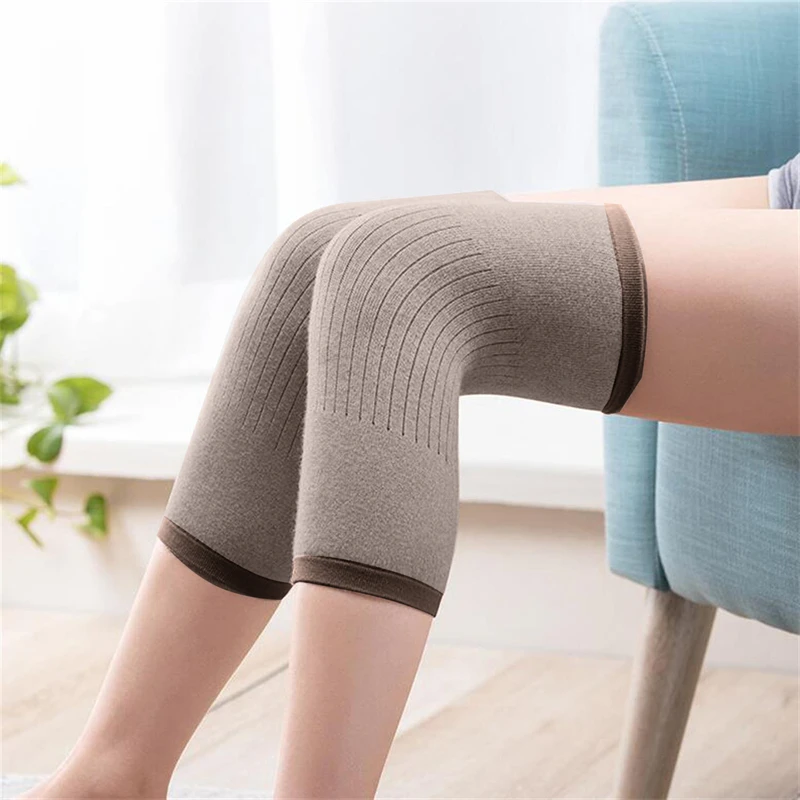 Calentador de rodilla de Cachemira para hombre y mujer, rodilleras térmicas cálidas de lana para invierno, soporte para ciclismo, esquí, correr, manga de compresión de rodilla