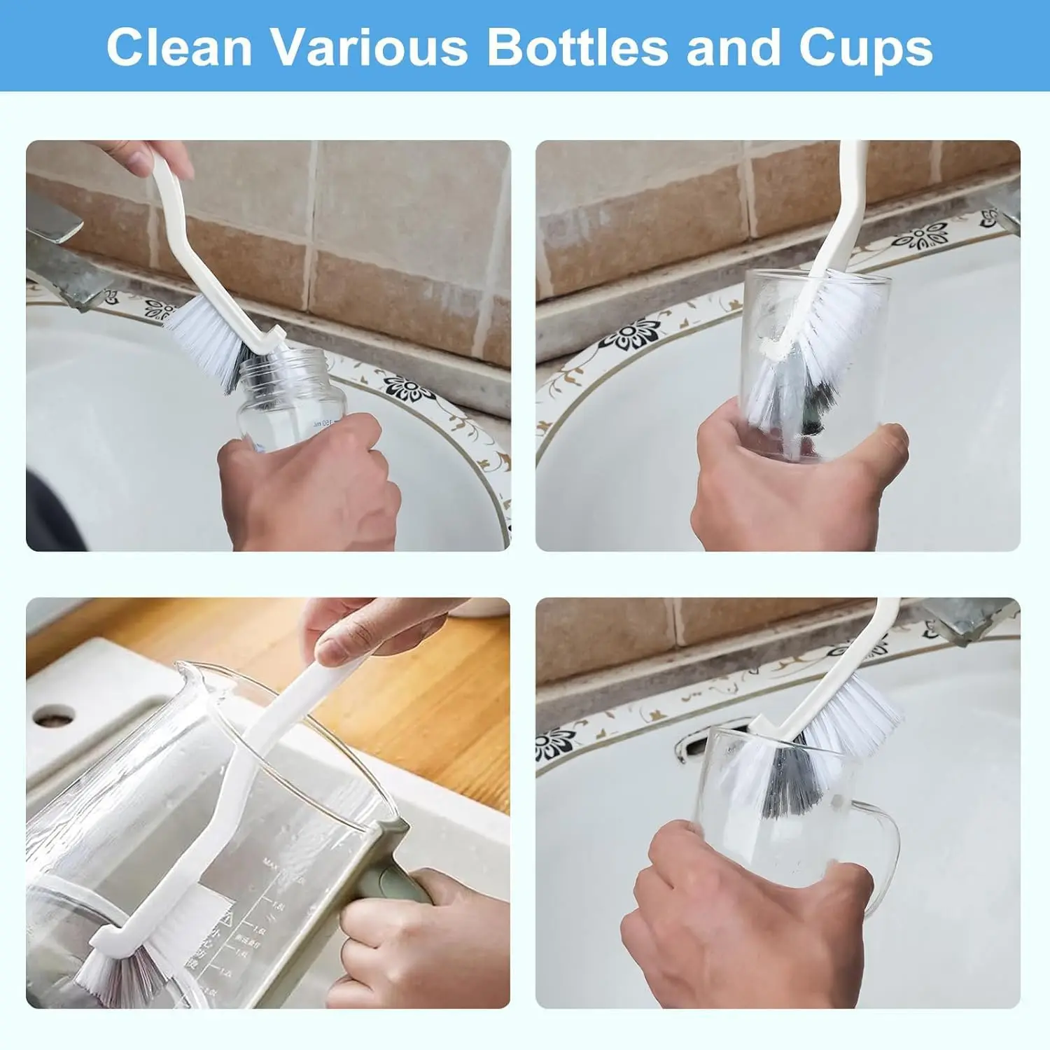 11-teiliges Fugenreinigungsbürsten-Set, Reinigungsmittel mit harten Borsten für Küche, Badezimmer, Ecke, Fugenmörtel, Waschbecken, Tasse, Teekanne, Flasche – Detail 10