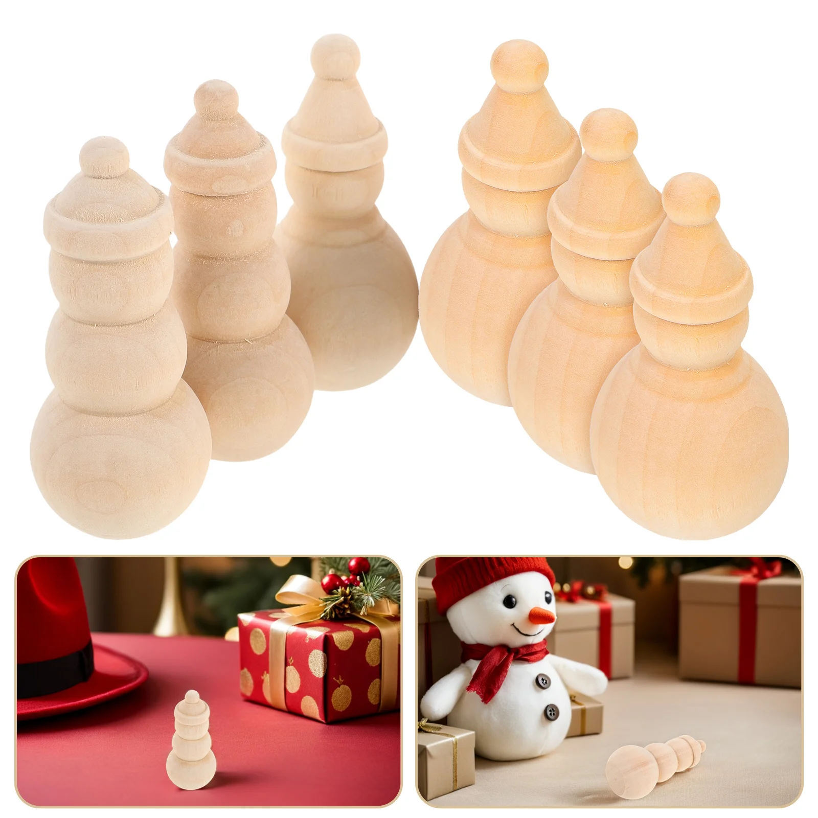 

20Pcs Unpainted Wooden Snowman Crafts Blank Mini Pegs for DIY Holiday Painting Graffiti Christmas Hanging Decoration