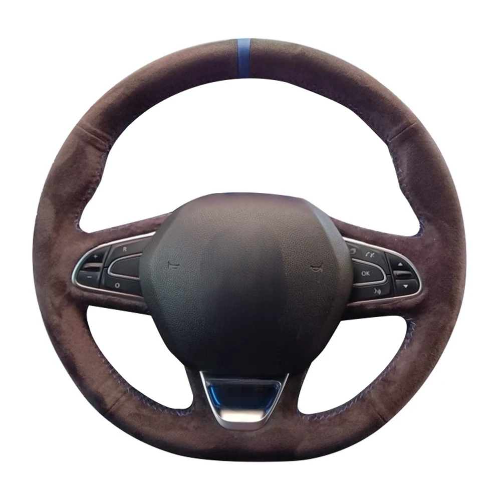 Car Steering Wheel Cover Wrap Anti-Slip Suede Steering Wheel Braid For Renault Kadjar Koleos Scenic Espace Megane Talisman