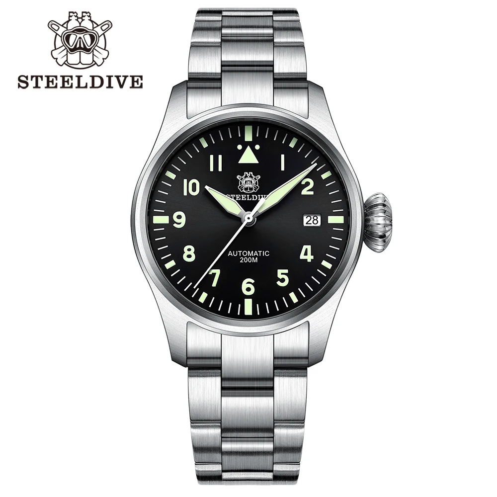 STEELDIVE Marca SD1928 Vendita calda 39MM Cassa Cipolla Corona 20Bar Impermeabile NH35 Movimento Zaffiro Luminoso Orologio da polso da uomo subacqueo