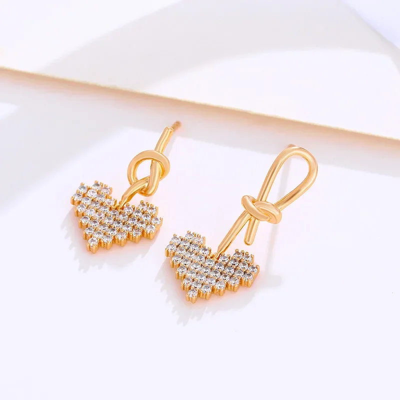 Shining U Asymmetric Heart Shape Earrings for Women Fashion Jewelry