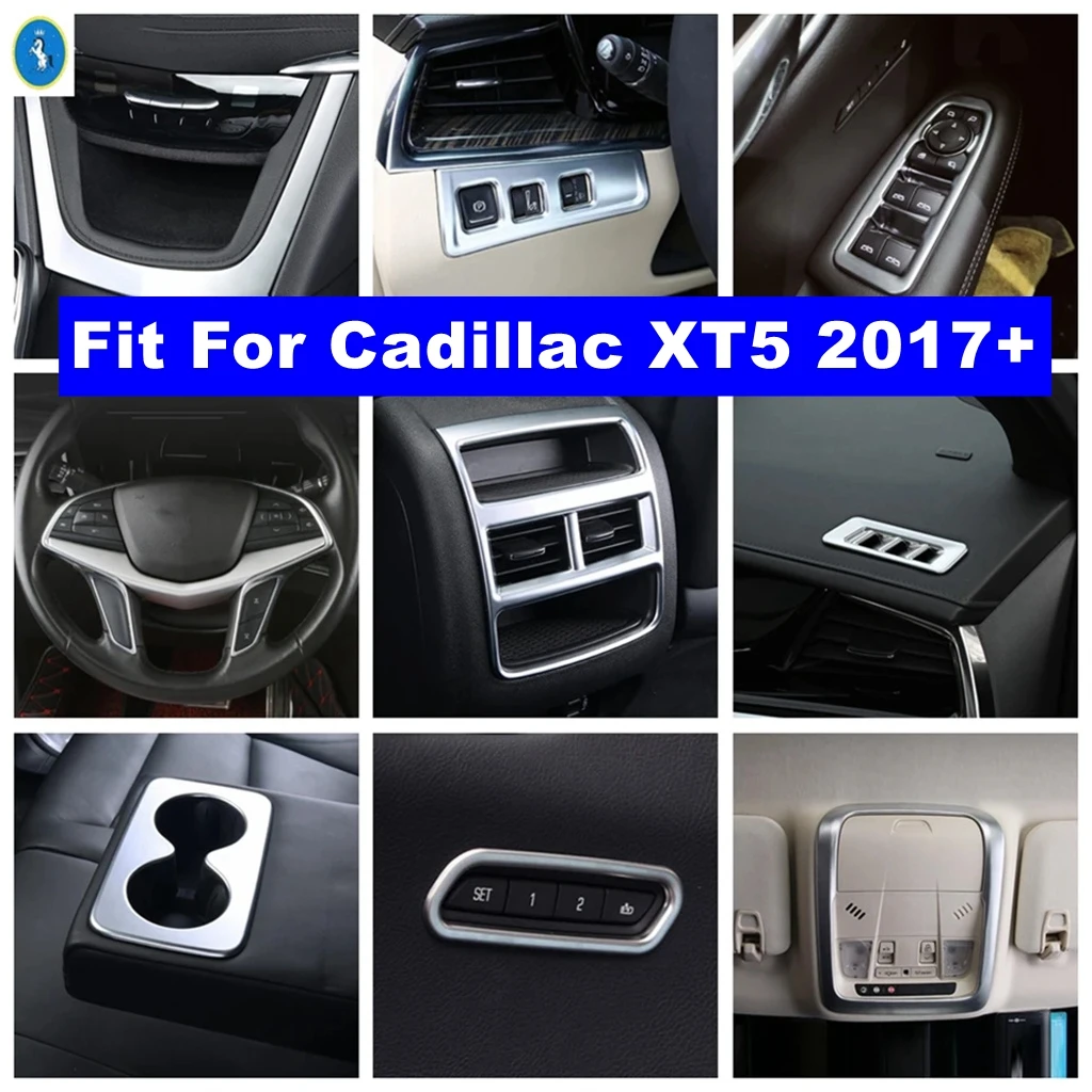 

Matte Interior Accessories Water Cup Holder / Air AC Outlet Panel / Central Control Strip Cover Trim For Cadillac XT5 2017-2021