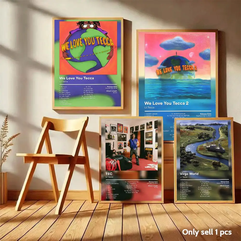 L-Lil T-Tecca Poster Home Living Bed Room Bar Hallway Sticky Wall Art Printing Aesthetic Decor