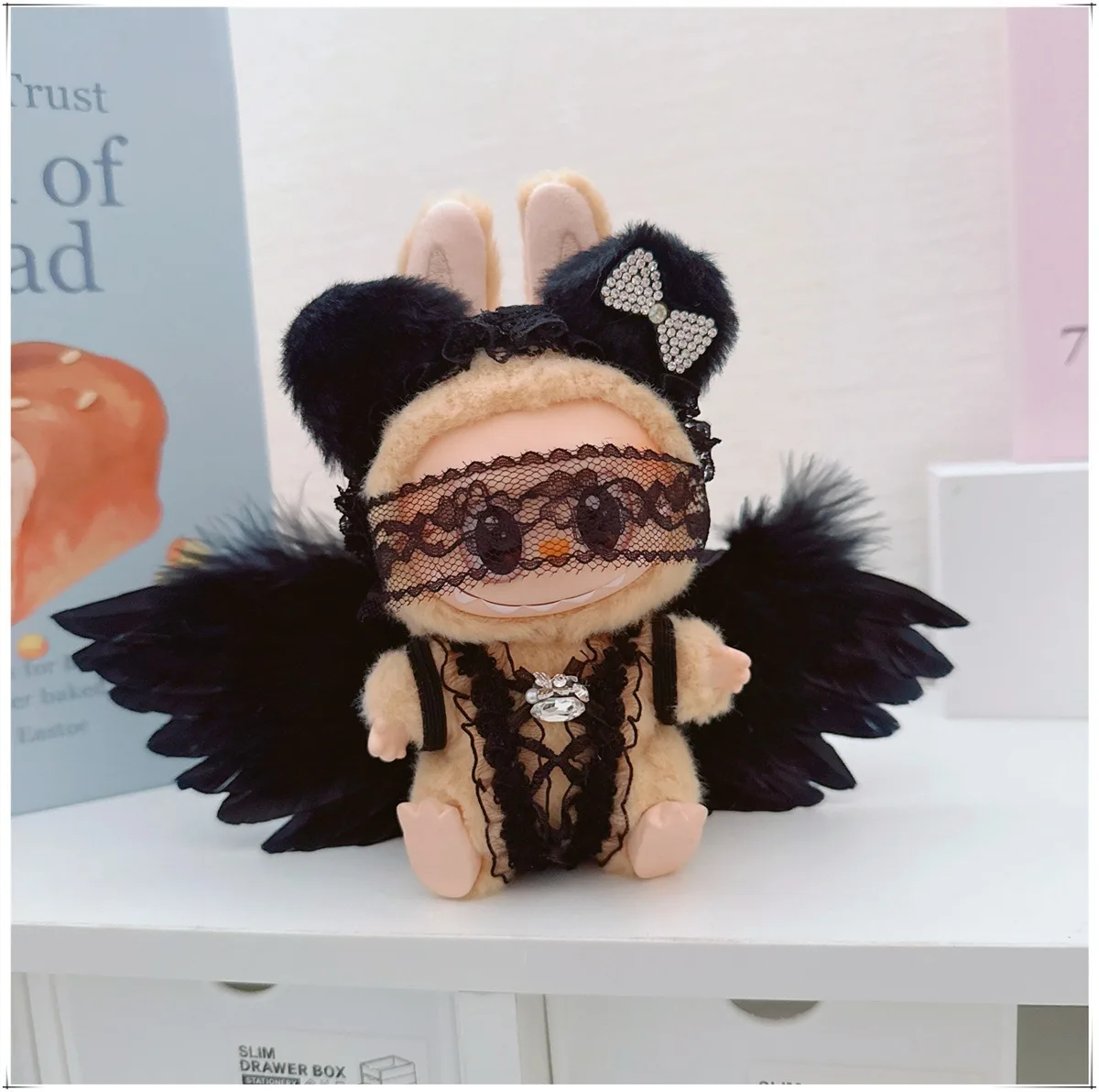 17cm Labubu I II Dolls Clothes Cute Little Devil Angel Wing Heaband Set Korea Kpop Exo Accessories Clothing Plush Doll'S Clothes