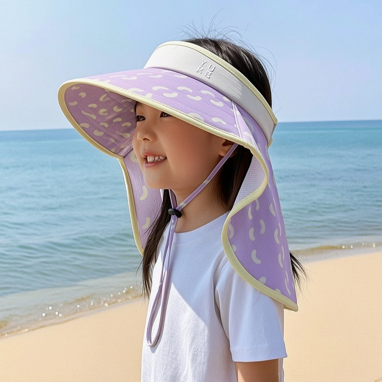 Sun Hat with Neck Flap Adjustable Open Open-Top Sun Hat Hat Visor with Neck Flap Breathable Quick-Drying for Children, Outdoor view 4