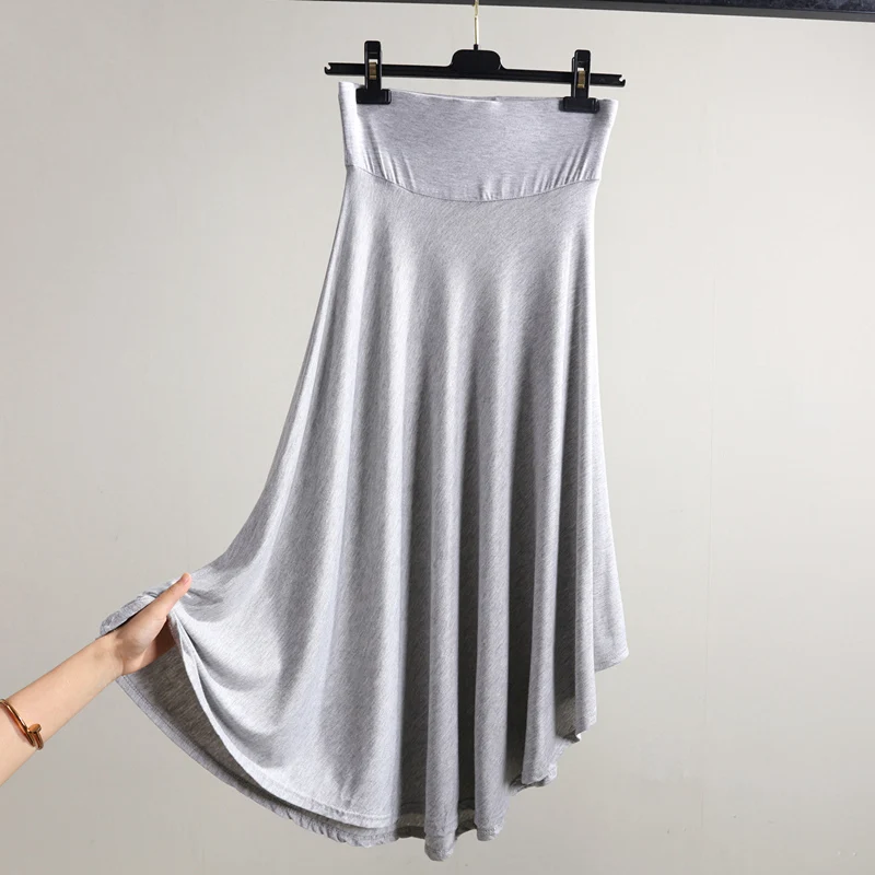 Gonna modale asimmetrica a vita alta Gonna longuette snellente con gonna lunga drappeggiata ampia primavera estate da donna