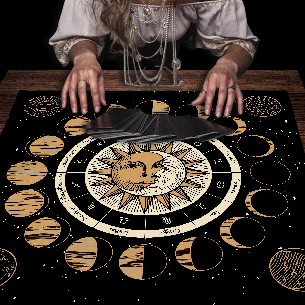 Sun And Moon Altar Tarot Tablecloth starry sky Tarot Mat Decor Witchcraft Astrology Oracle Cards Pads Divination Tools