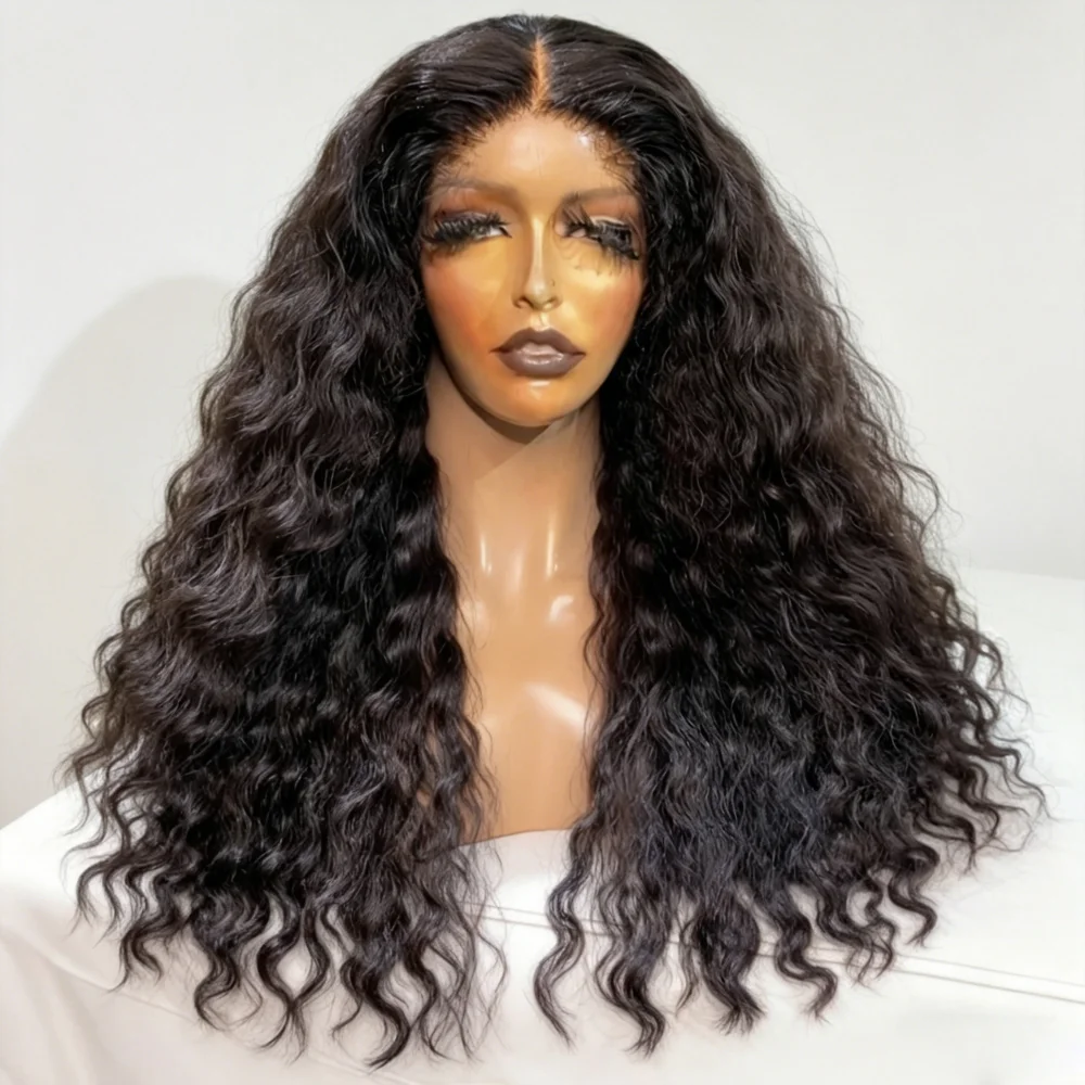 

Long Glueless 26 Inch Natural Black Kinky Curly Lace Front Wig For Women With Baby Hair Synthetic Preplucked Glueless Daily