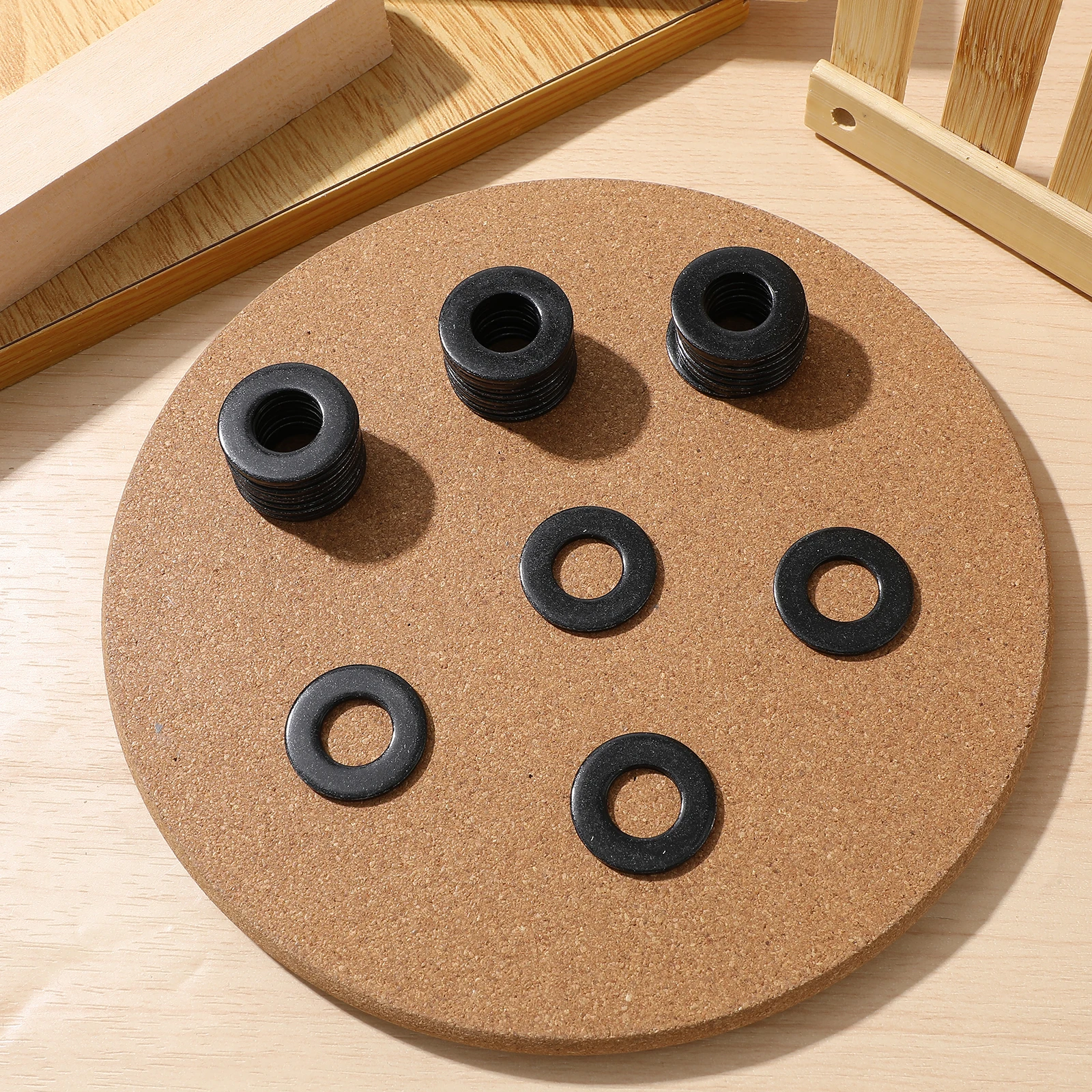 

50 Pcs Black 304 Stainless Steel Flat Washers for Fasteners Construction Industrial Hardware Gaskets Metal Spacers