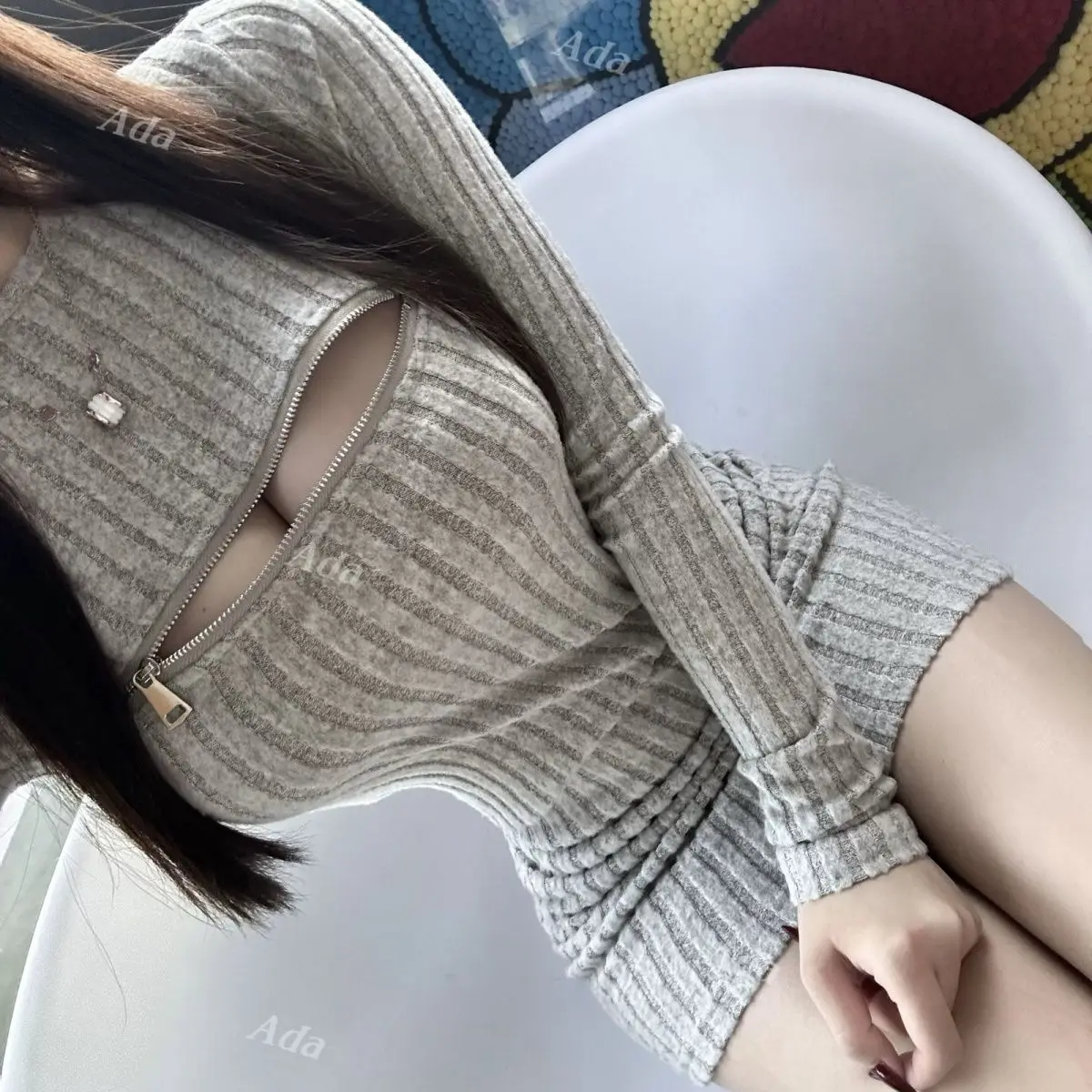 Plus Size Bodycon Jurk Vrouwen Sexy Hollow Out Rits Lange Mouw Body Knuffelen Slim Fit Coltrui Casual Clubwear Party Midi