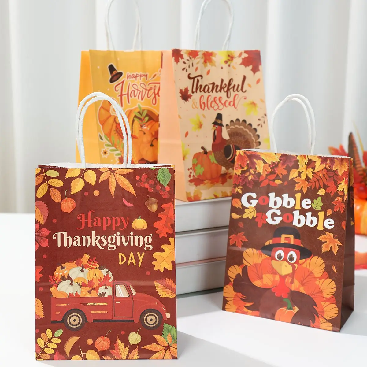 Halloween Pumpkin Paper Bags Happy Halloween Ghost Boo Gift Bag Trick Or Treat Packaging Favor Bag Spider Skull Candy Cookie Bag