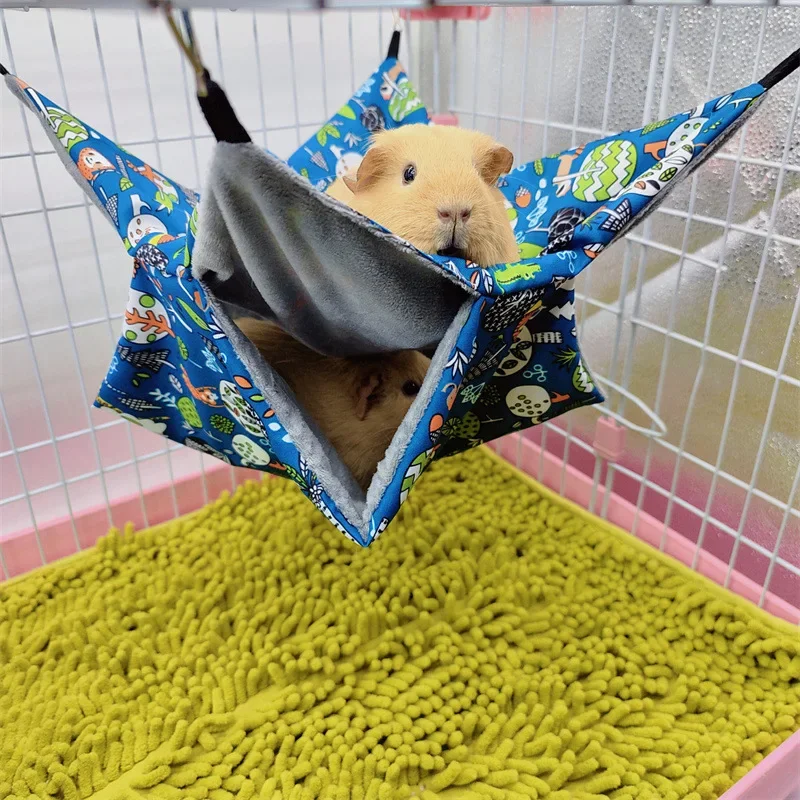 Rede de pelúcia para animais de estimação, camada dupla, cama quente, gaiola de hamster, almofada de dormir, cama de cobaia, roedor, rede, chinchila, casinha