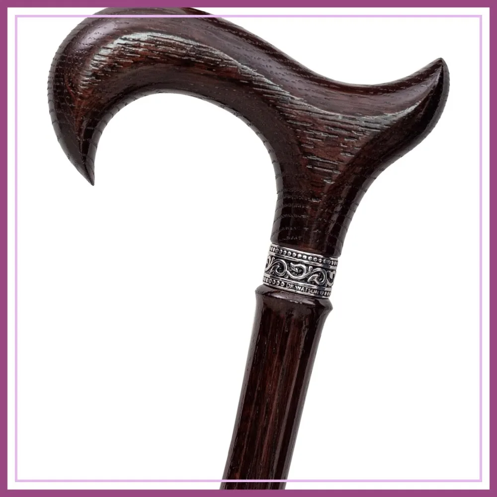 

Handcrafted Oak Derby Walking Cane with Stainless Steel Collar - Adjustable, Supports 265 lbs