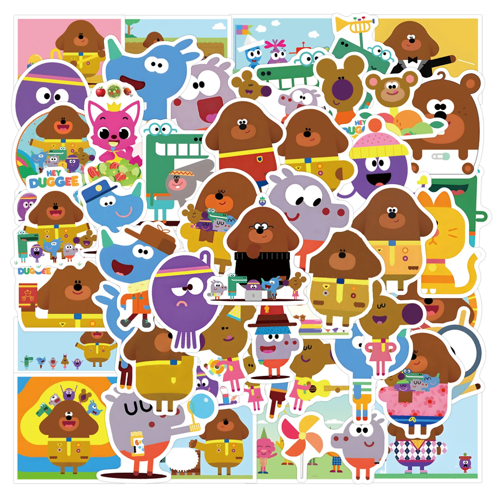 55 Pegatinas Impermeables de Hey Duggee, Lindas Pegatinas de Dibujos Animados para Manualidades, para Laptop, Equipaje, Funda de Teléfono, Botella de Agua, Cuaderno