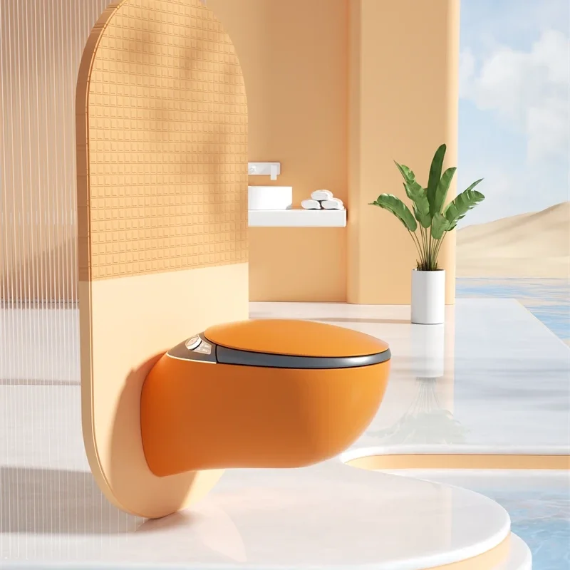 

Modern style wall-mounted toilet automatic flushing egg-shaped bathroom smart toilet