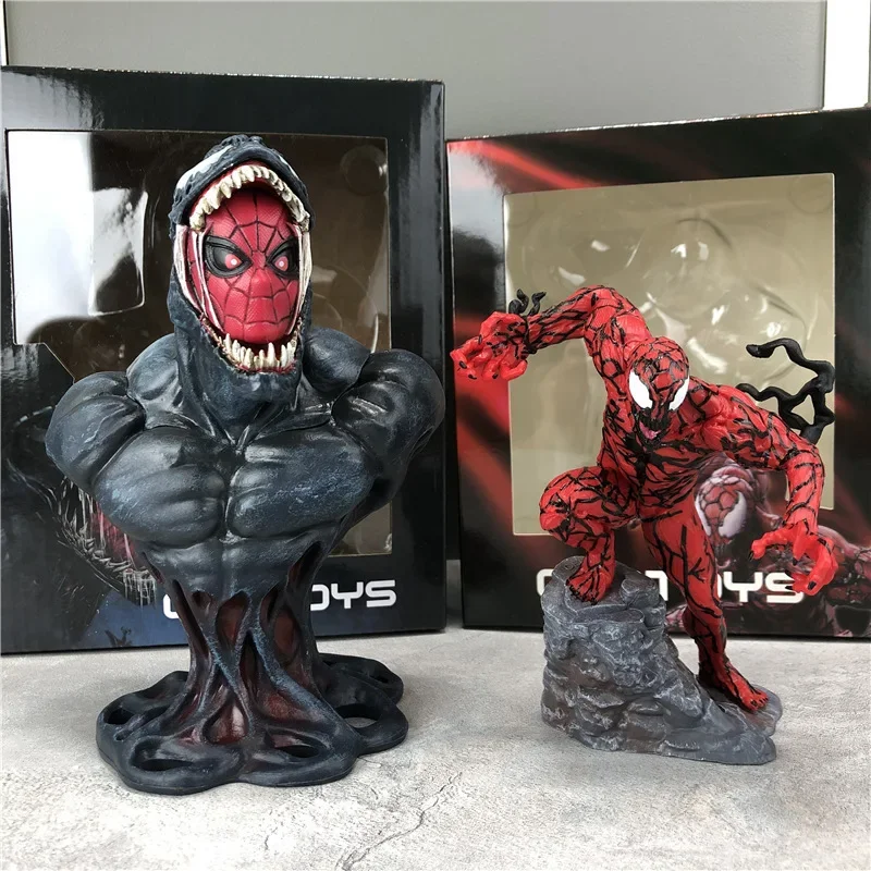 Marvel Anime Figure Model Toy, Venom, Homem-Aranha, Fusão Busto, Coleção Monstros, Massacre, Bonecas Estatuetas, Enfeites de Carro, Presente, 12-16cm