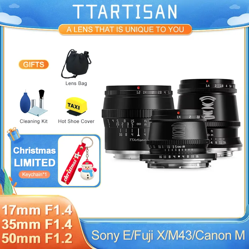 TTArtisan 17mm F1.4 35mm F1.4 50mm F1.2 APS-C Manual Focus Titanium Grey Portrait Photography Lens for Sony E Fuji X Canon M M43